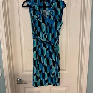 Enfocus Studio Blue Black Sheath Midi Dress